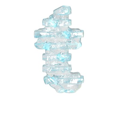 İnce yatay kayışlı buz 3D sembolü. t harfi