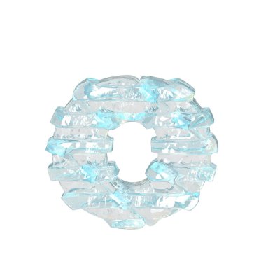 İnce yatay kayışlı buz 3D sembolü. O harfi