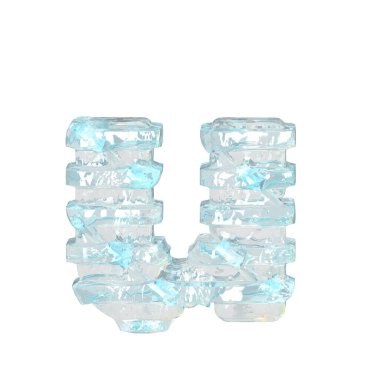 İnce yatay kayışlı buz 3D sembolü. harf u