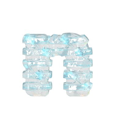 İnce yatay kayışlı buz 3D sembolü. n harfi