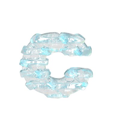 İnce yatay kayışlı buz 3D sembolü. c harfi