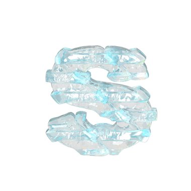 İnce yatay kayışlı buz 3D sembolü. s harfi