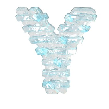 İnce yatay kayışlı buz 3D sembolü. Y harfi