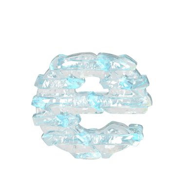 İnce yatay kayışlı buz 3D sembolü. E harfi