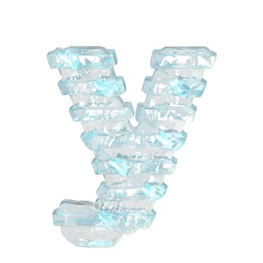 İnce yatay kayışlı buz 3D sembolü. Y harfi