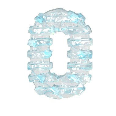 İnce yatay kayışlı buz 3D sembolü. sayı 0