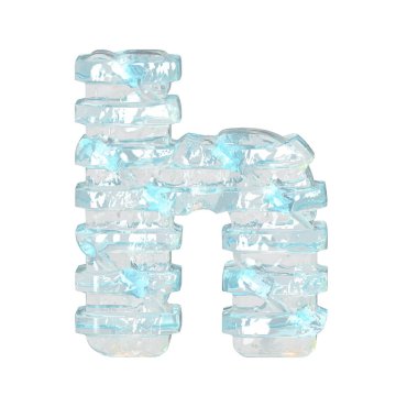 İnce yatay kayışlı buz 3D sembolü. h harfi