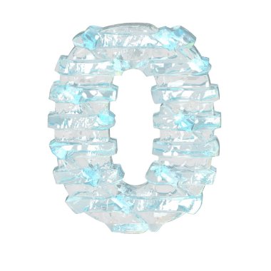İnce yatay kayışlı buz 3D sembolü. sayı 0