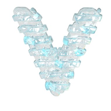 İnce yatay kayışlı buz 3D sembolü. V harfi