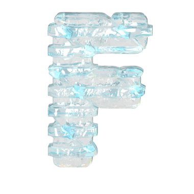 İnce yatay kayışlı buz 3D sembolü. F harfi