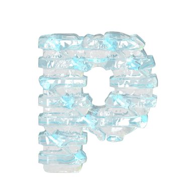 İnce yatay kayışlı buz 3D sembolü. p harfi