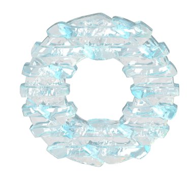 İnce yatay kayışlı buz 3D sembolü. O harfi