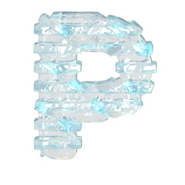 İnce yatay kayışlı buz 3D sembolü. p harfi