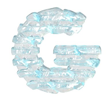 İnce yatay kayışlı buz 3D sembolü. G harfi