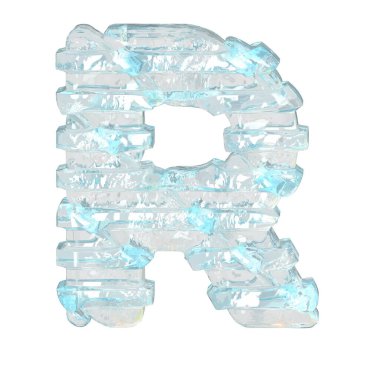 İnce yatay kayışlı buz 3D sembolü. harf r