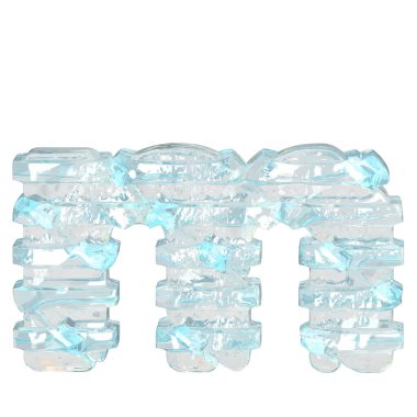 İnce yatay kayışlı buz 3D sembolü. M harfi