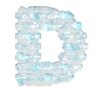 İnce yatay kayışlı buz 3D sembolü. D harfi