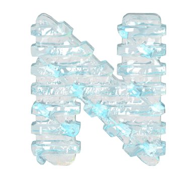 İnce yatay kayışlı buz 3D sembolü. n harfi