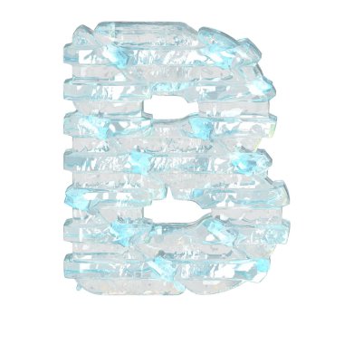 İnce yatay kayışlı buz 3D sembolü. b harfi