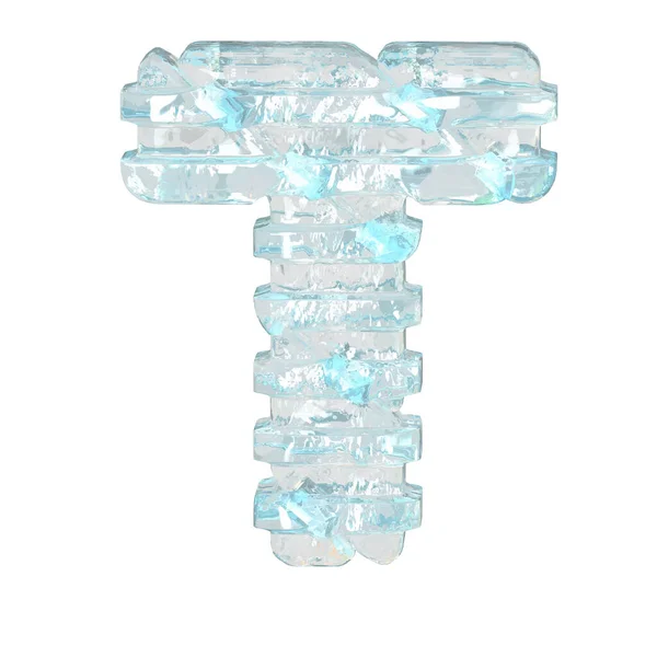 冰3D符号与薄水平带子 字母T — 图库矢量图片
