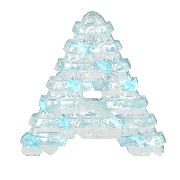 İnce yatay kayışlı buz 3D sembolü. harf a