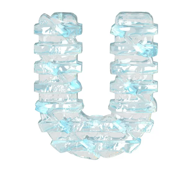 İnce yatay kayışlı buz 3D sembolü. harf u