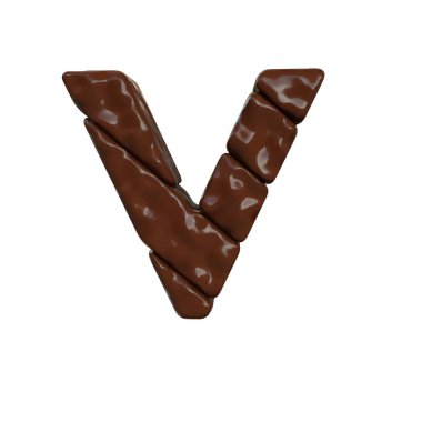 Çapraz çubuklardan yapılmış 3 boyutlu çikolata sembolü. V harfi