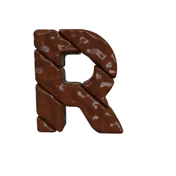 斜めのバーから作られたチョコレート3Dシンボル 手紙R — ストックベクタ