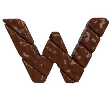 Çapraz çubuklardan yapılmış 3 boyutlu çikolata sembolü. w harfi