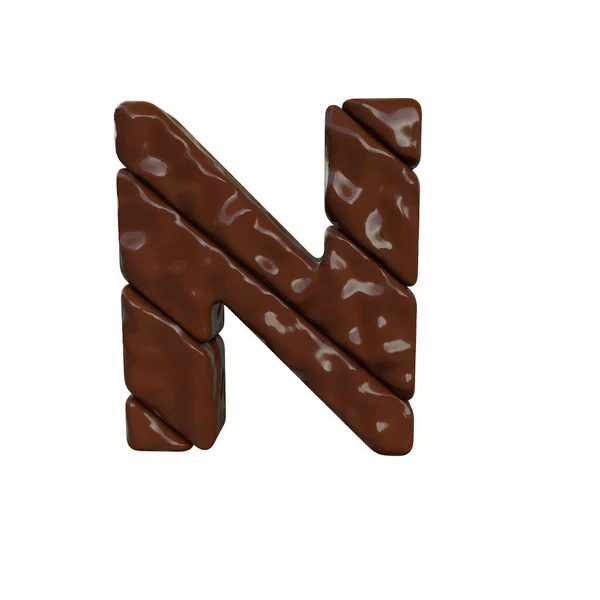 stock vector Chocolate 3d symbol made from diagonal bars. letter n