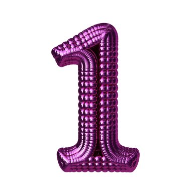 Mor 3 boyutlu kürelerden yapılmış bir sembol. 1 numara.