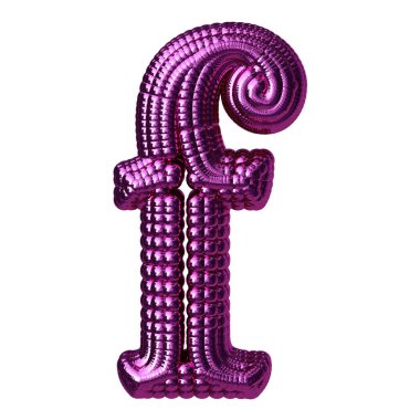 Mor 3 boyutlu kürelerden yapılmış bir sembol. F harfi