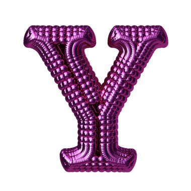 Mor 3 boyutlu kürelerden yapılmış bir sembol. Y harfi