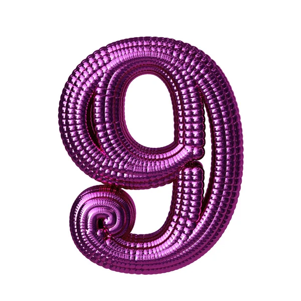 由紫色3D球体制成的符号 第9号 — 图库矢量图片