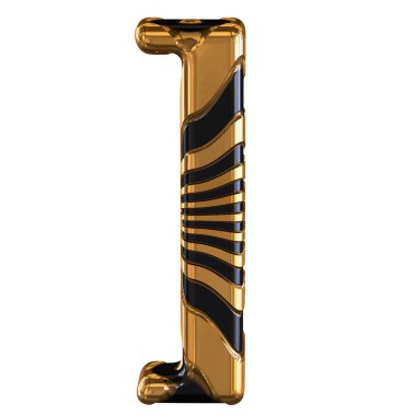 Kayışlı siyah ve altın 3D sembol