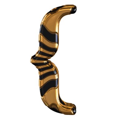 Kayışlı siyah ve altın 3D sembol