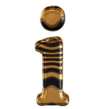 Askılı siyah ve altın 3D sembol. Mektup I