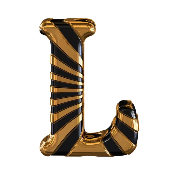 黑色和金色3D符号与带子 字母L — 图库矢量图片
