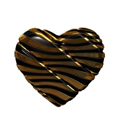 Siyah ve altın kayışlı 3D kalp