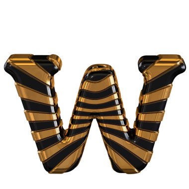 Askılı siyah ve altın 3D sembol. w harfi