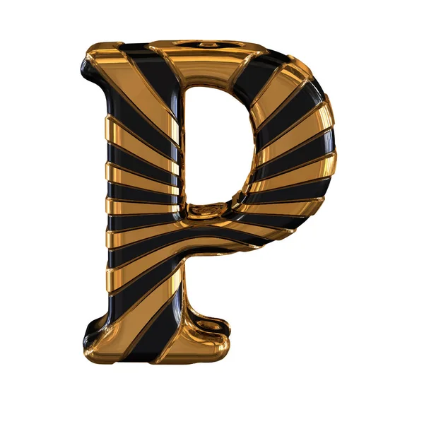 ストラップ付きブラックとゴールドの3Dシンボル 手紙P — ストックベクタ