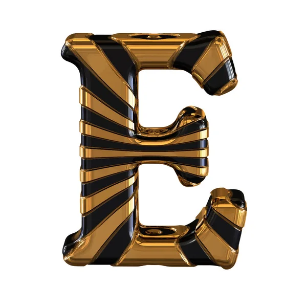 ストラップ付きブラックとゴールドの3Dシンボル 手紙E — ストックベクタ