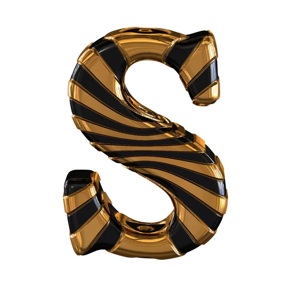 黑色和金色3D符号与带子 字母S — 图库矢量图片