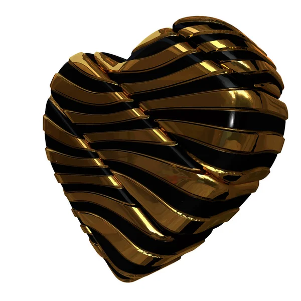 Siyah ve altın kayışlı 3D kalp