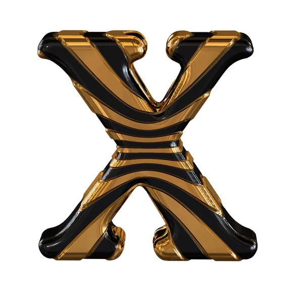 黑色和金色3D符号与带子 字母X — 图库矢量图片