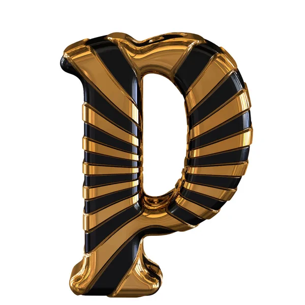 黑色和金色3D符号与带子 字母P — 图库矢量图片