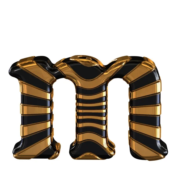 ストラップ付きブラックとゴールドの3Dシンボル 手紙M — ストックベクタ