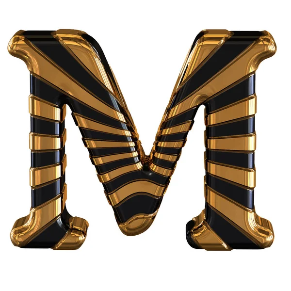 ストラップ付きブラックとゴールドの3Dシンボル 手紙M — ストックベクタ