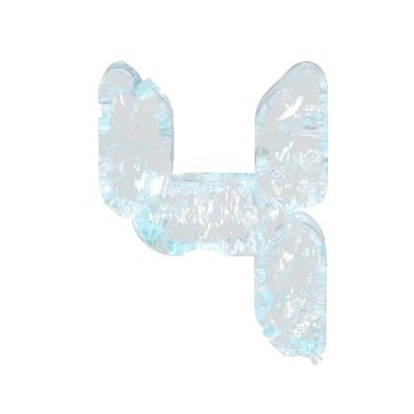 Digital 3d symbol made of ice. number 4