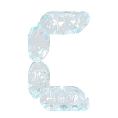 Digital 3d symbol made of ice. letter c